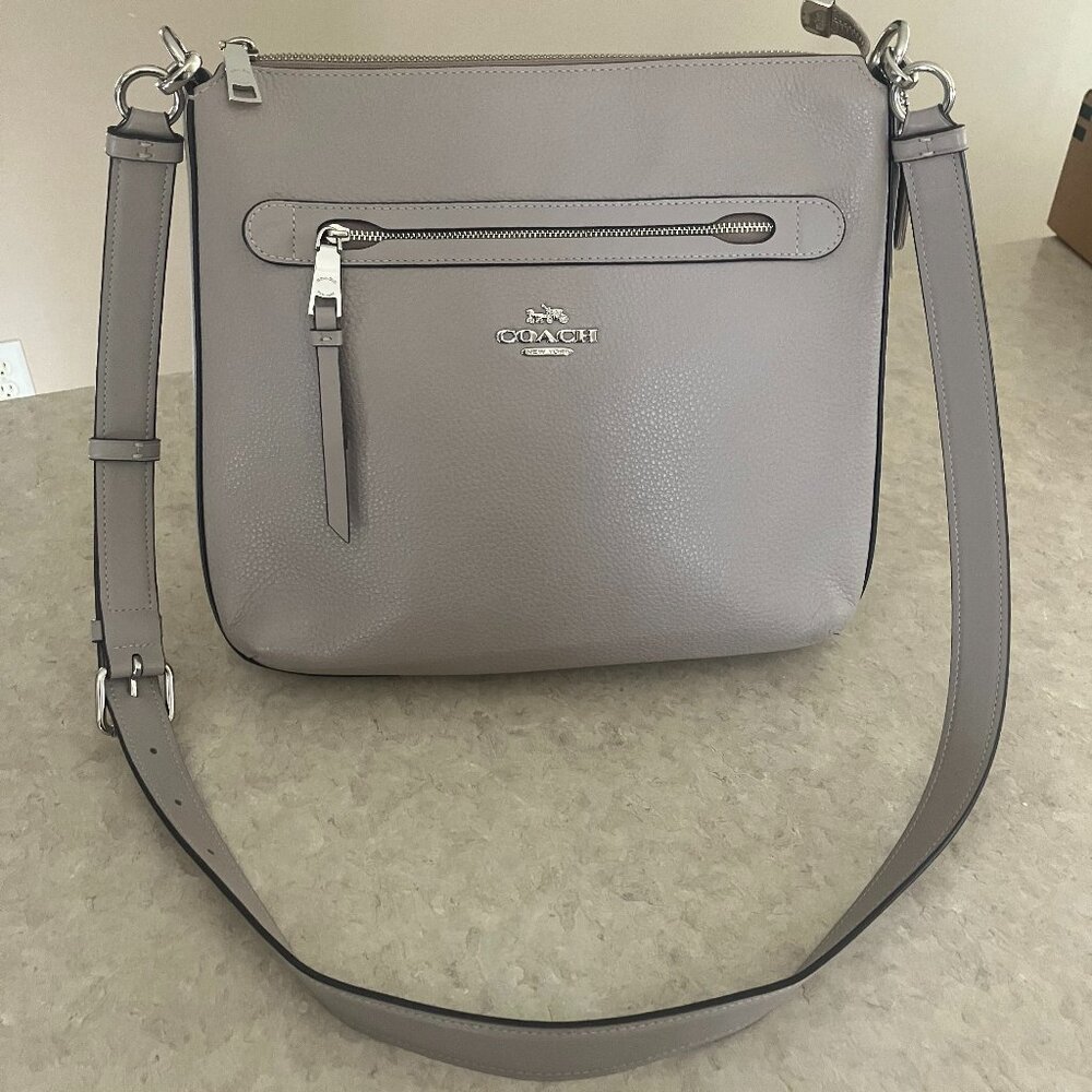 Coach Mae File Grey Birch Pebbled Leather Crossbody Bag  *NWT*